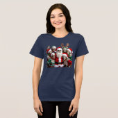 Skeleton Santa Christmas Group Photo – Festive 3D Tri-Blend Shirt (Voorkant volledig)