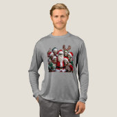 Skeleton Santa Christmas Group Photo – Festive 3D  Tri-Blend Shirt (Voorkant)