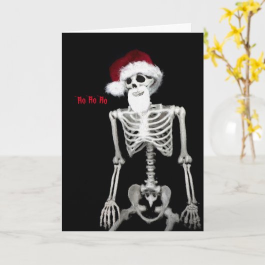 Skeleton Santa Christmas Kaart vrolijk eng! (Gele Bloem)