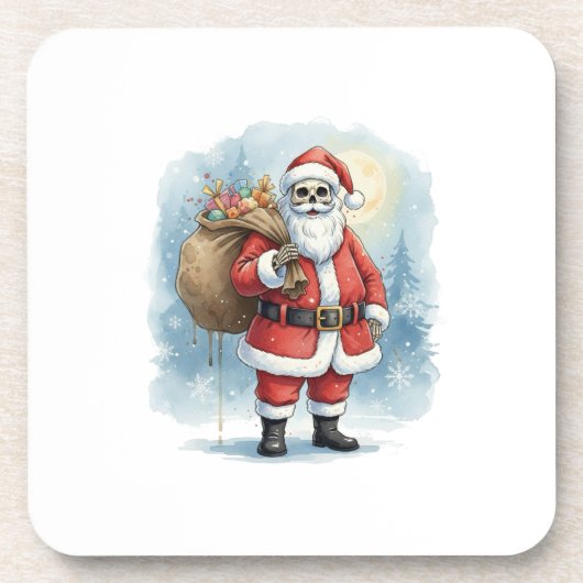 Skeleton Santa Claus Bier Onderzetter (Voorkant)