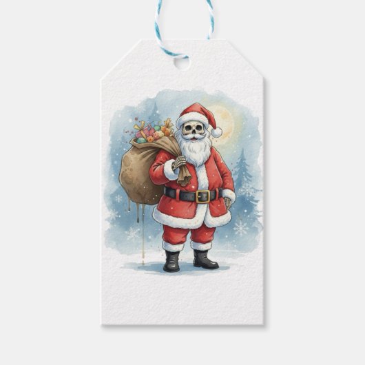 Skeleton Santa Claus Cadeaulabel (Voorkant)