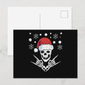 Skeleton Santa Claus Cap Rock And Roll Hand Briefkaart (Voorkant / Achterkant)