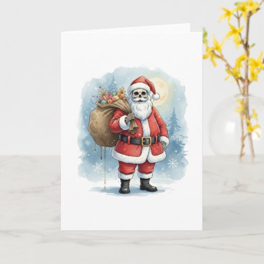 Skeleton Santa Claus Kaart (Gele Bloem)