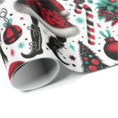 Skeleton Santa & Death Creepy kerstpatroon Cadeaupapier (Rol Hoek)