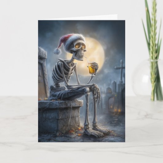 Skeleton Santa Feestdagen Kaart (Voorkant)