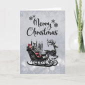 Skeleton Santa Gothic Christmas Kaart (Voorkant)