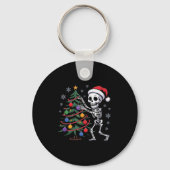 Skeleton Santa Hat Christmas Tree Creepy Cute Xmas Sleutelhanger (Voorkant)