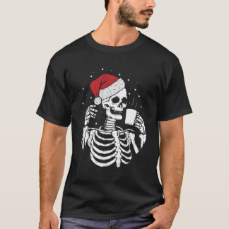 Skeleton Santa Hat Drink koffie met een grappige k T-shirt