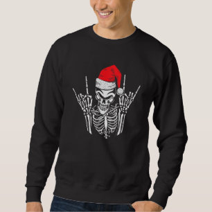 Skeleton Santa Hat Rock en Roll Hand Cool Christm Trui