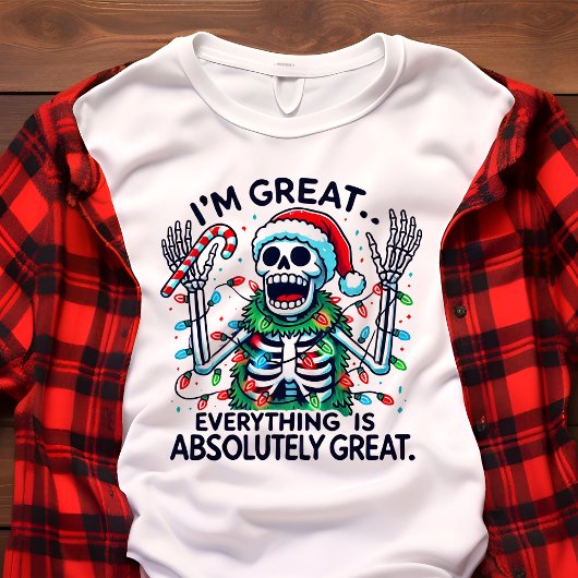 Skeleton Santa Ik ben geweldig grappig Kerstmis Tri-Blend Shirt