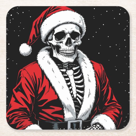 Skeleton Santa Kartonnen Onderzetters (Voorkant)