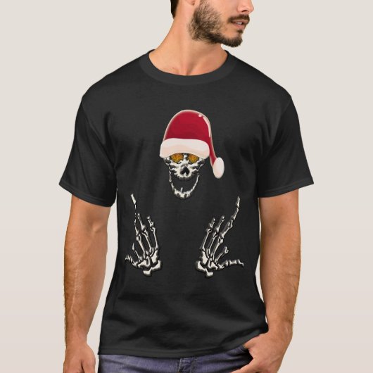 Skeleton Santa met duivelshoorns T-shirt (Voorkant)