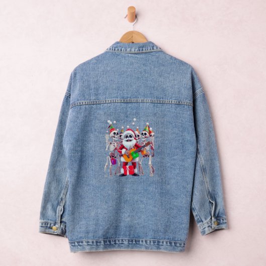 **Skeleton Santa Party – Funny 3D Christmas Skelet Denim Jacket (Hangar)