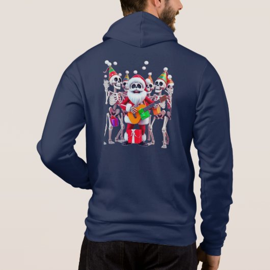 **Skeleton Santa Party – Funny 3D Christmas Skelet Hoodie (Achterkant)