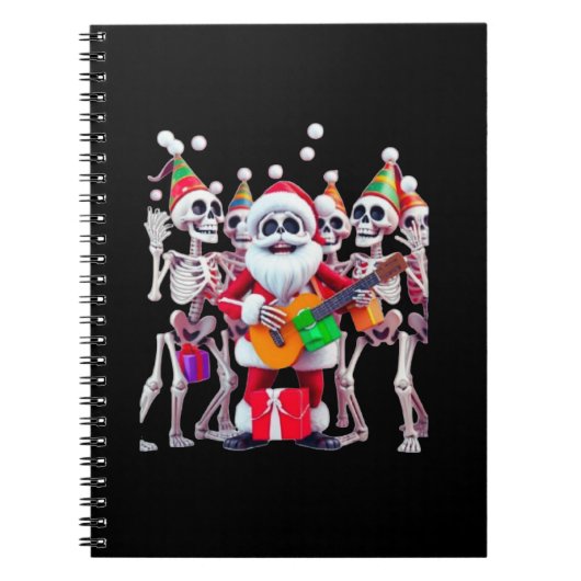 **Skeleton Santa Party – Funny 3D Christmas Skelet Notitieboek (Voorkant)