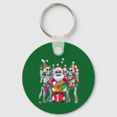 **Skeleton Santa Party – Funny 3D Christmas Skelet Sleutelhanger (Voorkant)