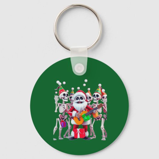 **Skeleton Santa Party – Funny 3D Christmas Skelet Sleutelhanger (Voorkant)