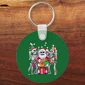 **Skeleton Santa Party – Funny 3D Christmas Skelet Sleutelhanger (Voorkant)