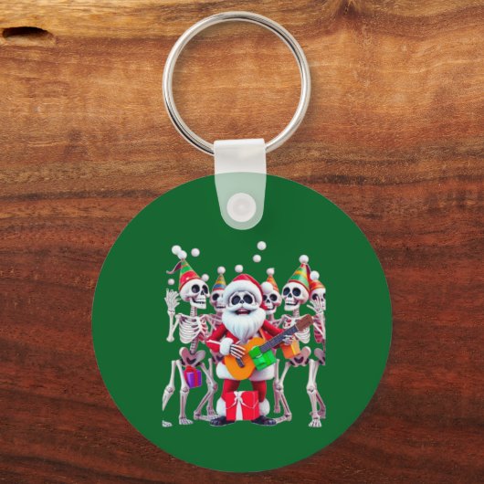 **Skeleton Santa Party – Funny 3D Christmas Skelet Sleutelhanger (Voorkant)