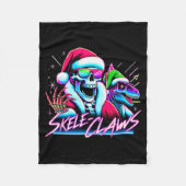 Skeleton Santa Riding T Rex Dinosaur Funny Christm Fleece Deken (Voorkant)