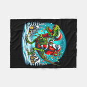 Skeleton Santa Riding T Rex Dinosaur Funny Christm Fleece Deken (Voorkant (Horizontaal))