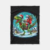 Skeleton Santa Riding T Rex Dinosaur Funny Christm Fleece Deken (Voorkant)