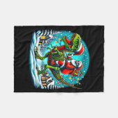 Skeleton Santa Riding T Rex Dinosaur Funny Christm Fleece Deken (Voorkant (Horizontaal))