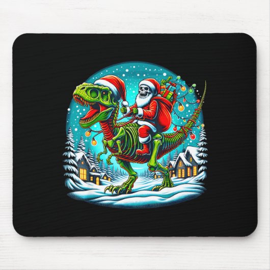 Skeleton Santa Riding T Rex Dinosaur Funny Christm Muismat (Voorkant)