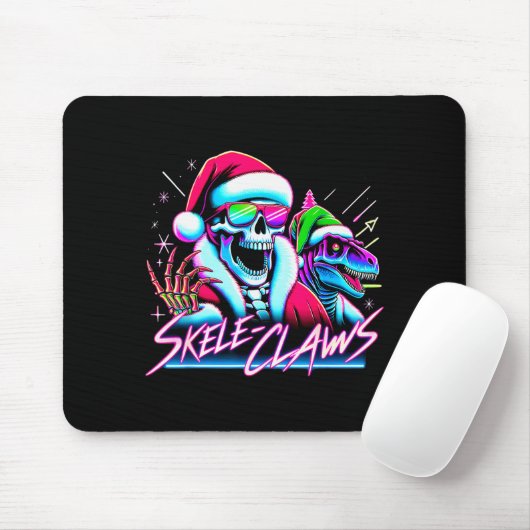 Skeleton Santa Riding T Rex Dinosaur Funny Christm Muismat (Met muis)