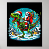 Skeleton Santa Riding T Rex Dinosaur Funny Christm Poster (Voorkant)