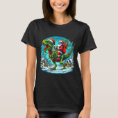 Skeleton Santa Riding T Rex Dinosaur Funny Christm T-shirt (Voorkant)
