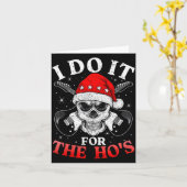 Skeleton Santa Rocker Inappropriate Funny Guitar G Kaart (Gele Bloem)