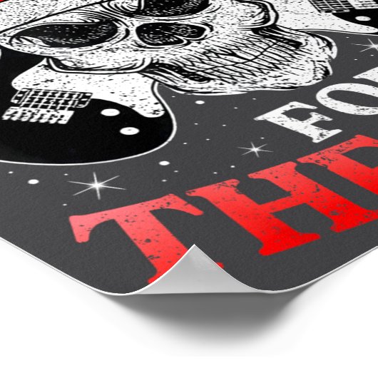 Skeleton Santa Rocker Inappropriate Funny Guitar G Poster (Hoek)