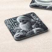 Skeleton Santa Skull | Dark Gothic Christmas Bier Onderzetter (Linkerzijde)