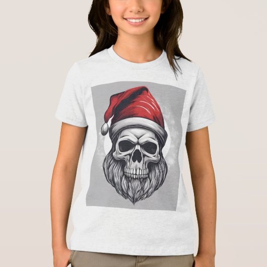 Skeleton Santa Tri-Blend Shirt (Voorkant)