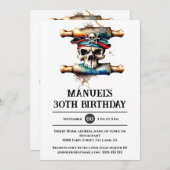 Skeleton schedel piraat 3D ahoy matey themafeest Kaart (Voorkant / Achterkant)