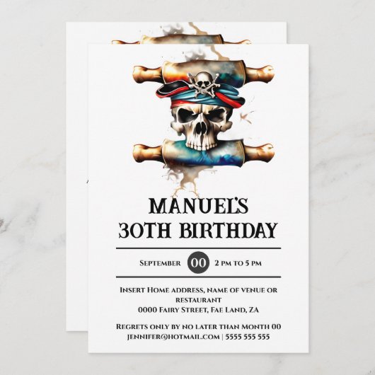 Skeleton schedel piraat 3D ahoy matey themafeest Kaart (Voorkant / Achterkant)