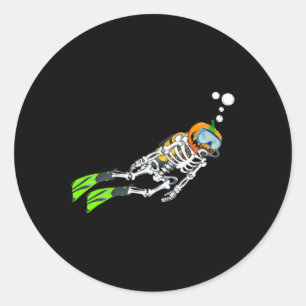 Skeleton Scu Diving Halloween Pumpkin Diver Ronde Sticker