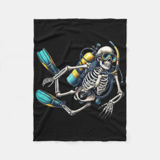 Skeleton Scu Diving Halloween Skeleton Scu Diver Fleece Deken