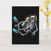 Skeleton Scu Diving Halloween Skeleton Scu Diver Kaart (Gele Bloem)