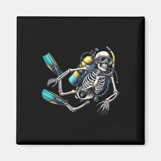 Skeleton Scu Diving Halloween Skeleton Scu Diver Magneet (Voorkant)
