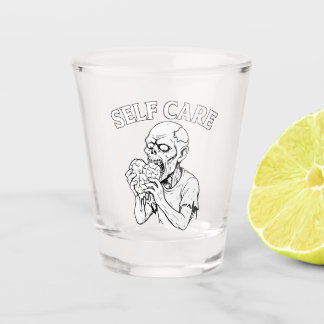 Skeleton Self-Care Shot Glass – Etched Face-Off  Glas