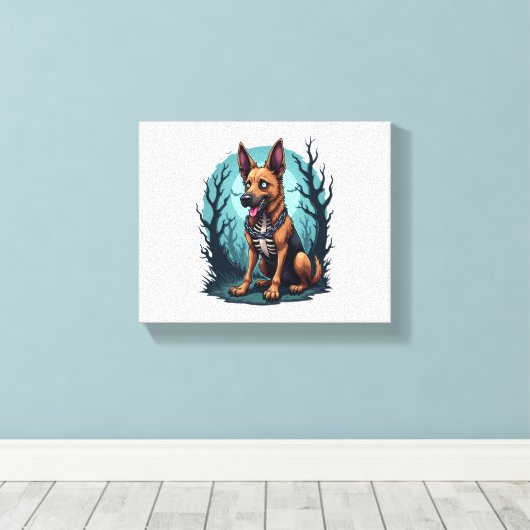 Skeleton Shepherd Dog Canvas Afdruk (Insitu (Houten vloer))