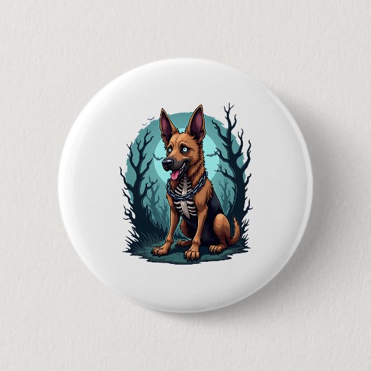 Skeleton Shepherd Dog Ronde Button 5,7 Cm (Voorkant)