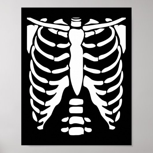 Skeleton Shirt Halloween Kostuum Rib Cage Anatomie Poster (Voorkant)