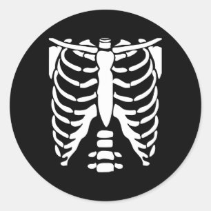 Skeleton Shirt Halloween Kostuum Rib Cage Anatomie Ronde Sticker