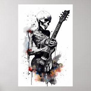 Skeleton Shredding op de gitaar Poster