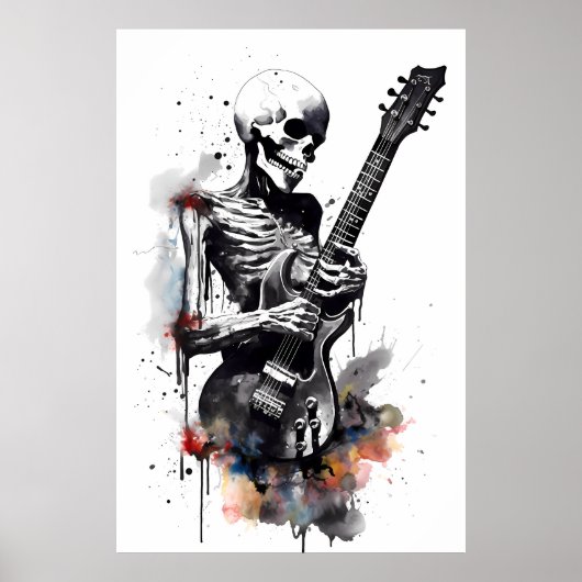 Skeleton Shredding op de gitaar Poster (Voorkant)
