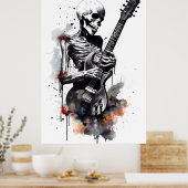 Skeleton Shredding op de gitaar Poster (Keuken)