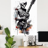 Skeleton Shredding op de gitaar Poster (Thuiskantoor)